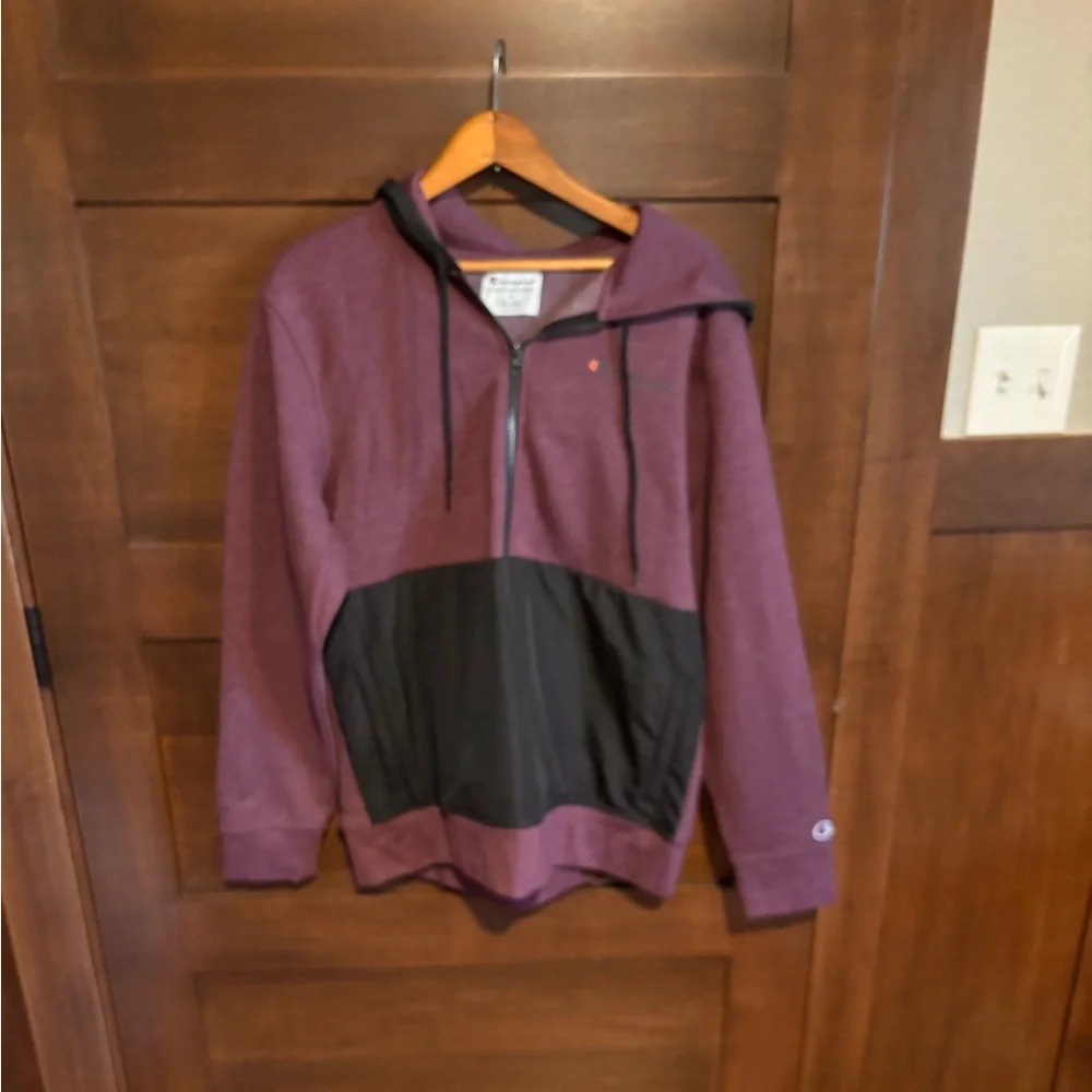 Champion Men's purple and Black Zip-Up Sweater